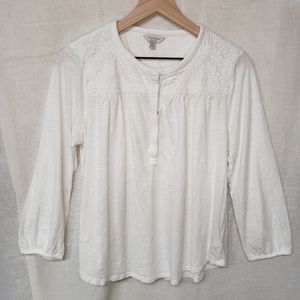 Lucky Brand | Embroidered Henley Top | Size Large